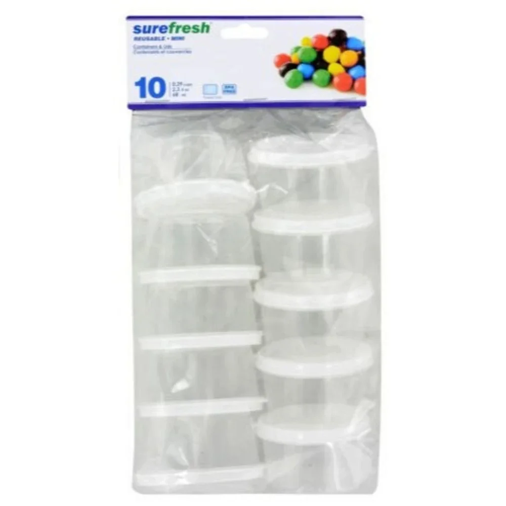 Sure Fresh Mini Storage Containers with Lids Round or Rectangle 10-count Packs